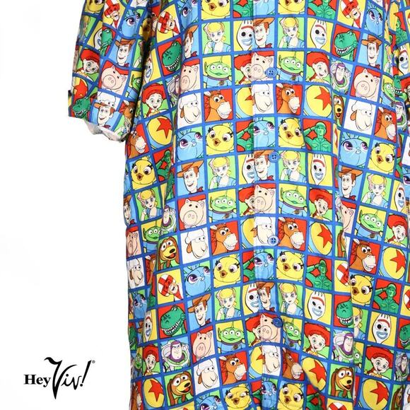 Disney Pixar Toy Story Shirt Mens Button Up Rayon Print Size Medium - Hey Viv - Picture 4 of 7